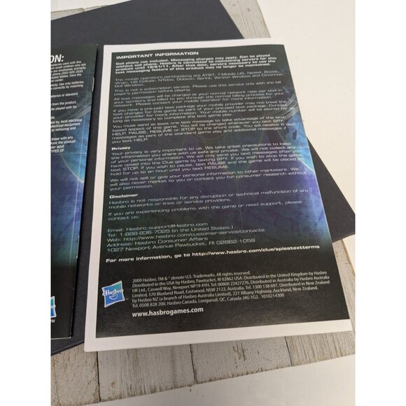 2009 Clue Secrets & Spies Board Game Replacement Parts Game Board Instructions - Picture 5 of 11